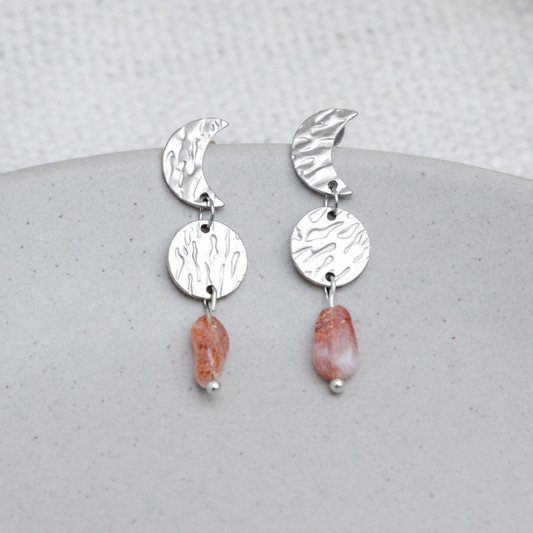 Ohrringe - Mondstecker "Celestial" mit Naturstein II - silberfarben