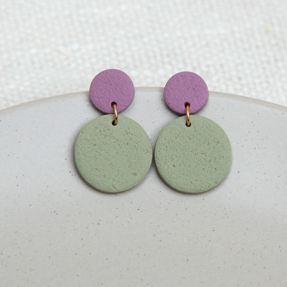 Ohrringe "Pure Dots" Mauve & Salbeigrün