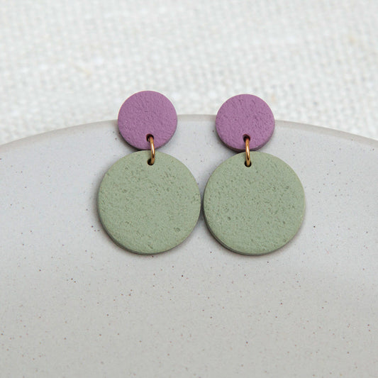 Ohrringe "Pure Dots" Mauve & Salbeigrün